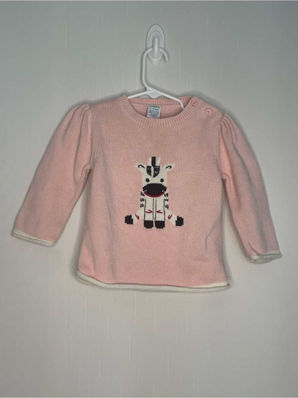 VTG Gymboree 2004 Sock Monkey & Friends
Pink Zebra Knit Sweater 12-18 Months